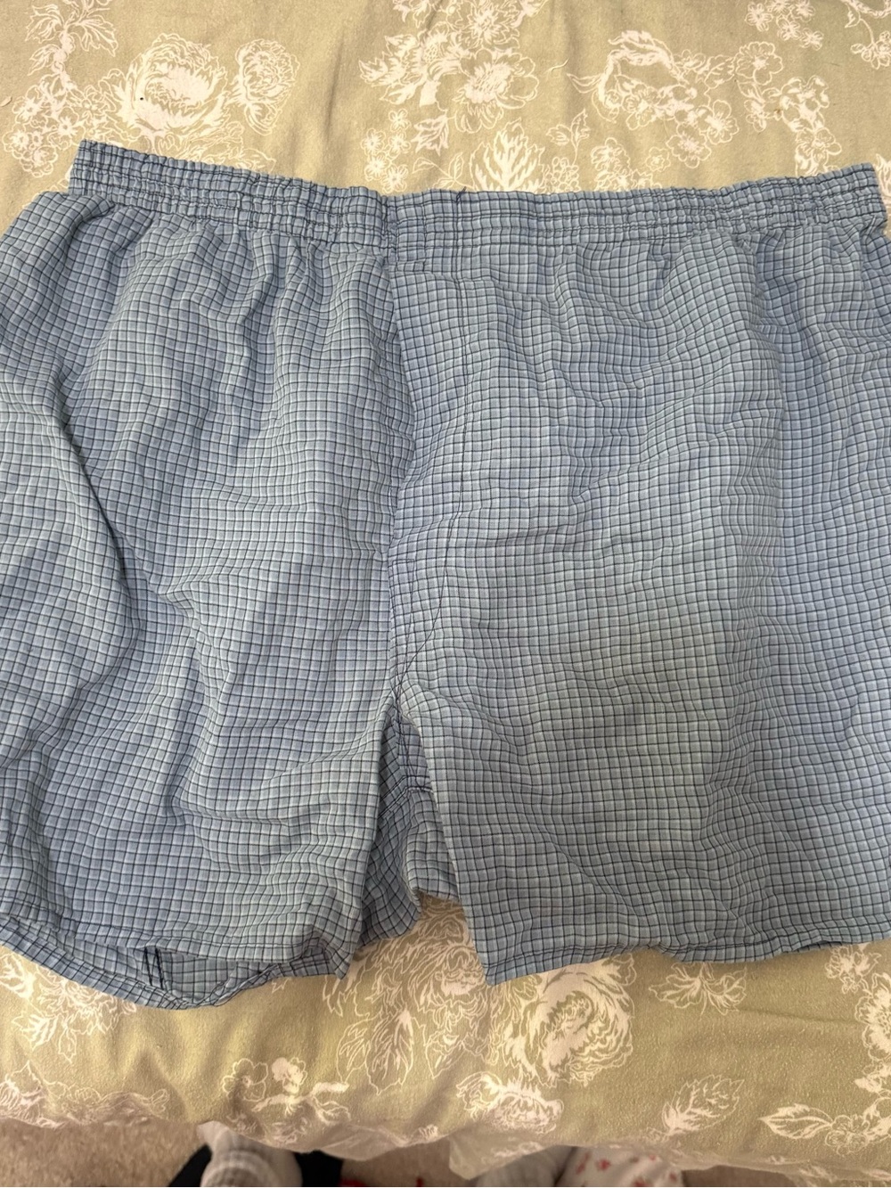 Men’s Light Blue Checked Hybrid Shorts with Elastic Waist
